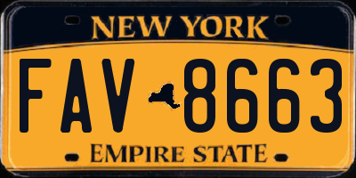 NY license plate FAV8663