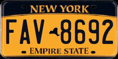NY license plate FAV8692