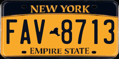 NY license plate FAV8713