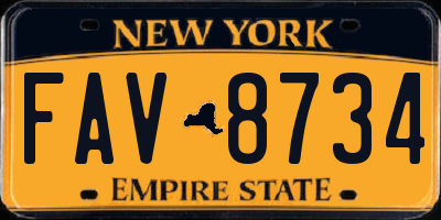 NY license plate FAV8734