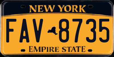 NY license plate FAV8735
