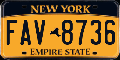 NY license plate FAV8736