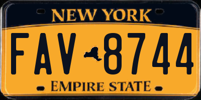 NY license plate FAV8744