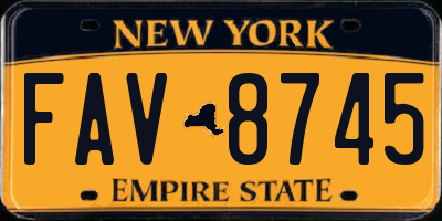 NY license plate FAV8745