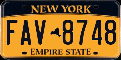 NY license plate FAV8748