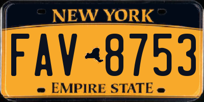 NY license plate FAV8753