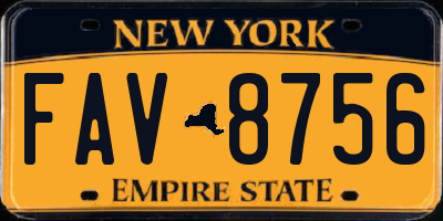 NY license plate FAV8756