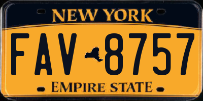 NY license plate FAV8757