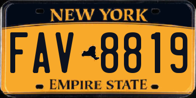 NY license plate FAV8819