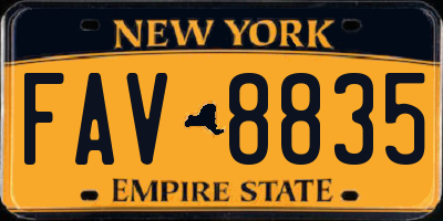 NY license plate FAV8835