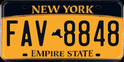 NY license plate FAV8848