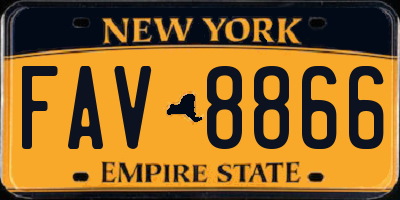 NY license plate FAV8866