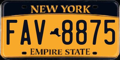 NY license plate FAV8875