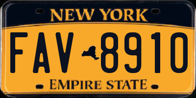 NY license plate FAV8910