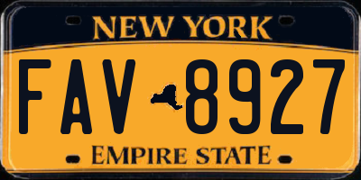 NY license plate FAV8927