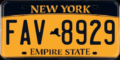 NY license plate FAV8929