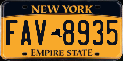 NY license plate FAV8935