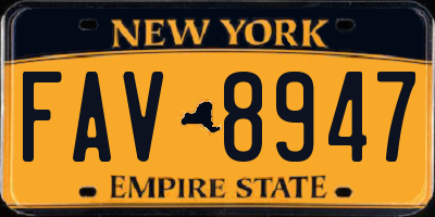 NY license plate FAV8947