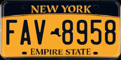 NY license plate FAV8958