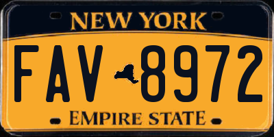 NY license plate FAV8972