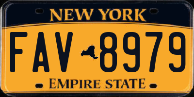 NY license plate FAV8979