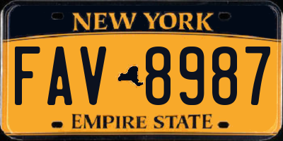 NY license plate FAV8987