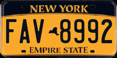 NY license plate FAV8992