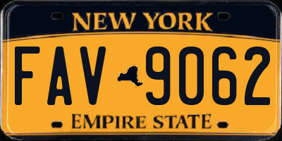NY license plate FAV9062