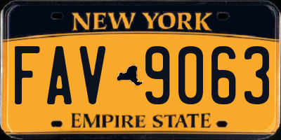 NY license plate FAV9063