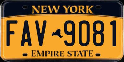 NY license plate FAV9081