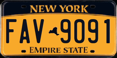 NY license plate FAV9091