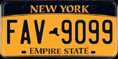 NY license plate FAV9099
