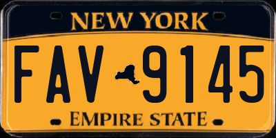 NY license plate FAV9145