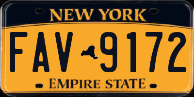NY license plate FAV9172