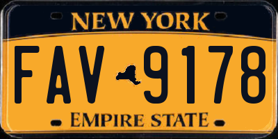 NY license plate FAV9178