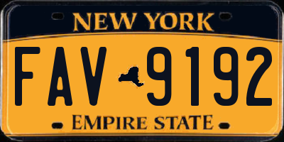 NY license plate FAV9192