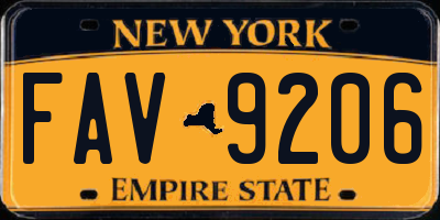 NY license plate FAV9206