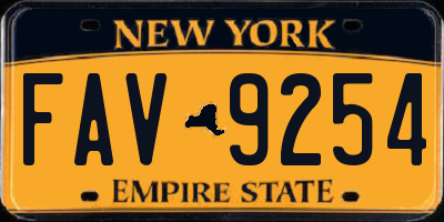NY license plate FAV9254