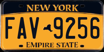 NY license plate FAV9256