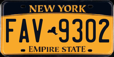 NY license plate FAV9302