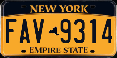 NY license plate FAV9314