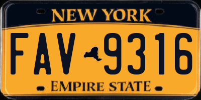 NY license plate FAV9316
