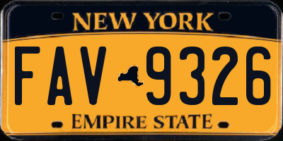 NY license plate FAV9326