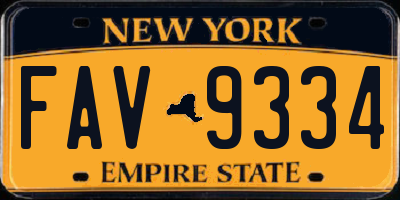 NY license plate FAV9334