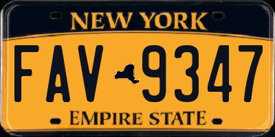 NY license plate FAV9347