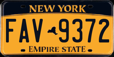 NY license plate FAV9372
