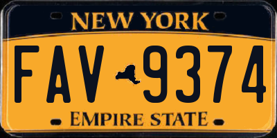 NY license plate FAV9374
