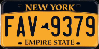 NY license plate FAV9379