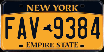 NY license plate FAV9384