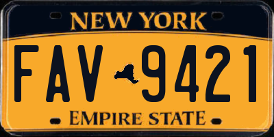 NY license plate FAV9421